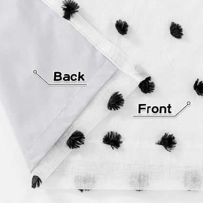 MYSKY HOME Blackout Curtains for Kids Bedroom 100% Light Block Out Thermal Insulated Curtain 63 Inches Grommet Room Darkening Curtains Privacy Window Drapes with Black Pom Pom Sheers，2 PCS, 52" x 63"