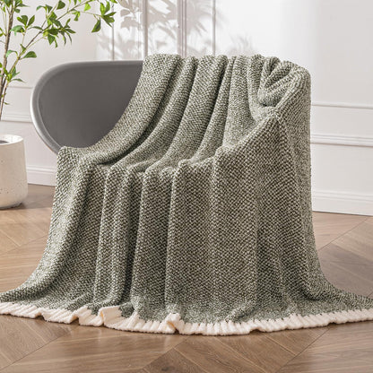 MIULEE Super Soft Throw Blanket for Couch, Olive Green Cozy Fluffy Warm Blankets Lightweight Knit Throw Blankets for Sofa, Bed, Chair, Living Room, Camping, Picnic, 60 x 80 inch