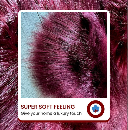 LAMBZY Faux Sheepskin Super Soft Hypoallergenic Free Shape Silky Shag Rug, Luxury Shaggy Plush Carpet for Bedrooms Living Kids Room Sofa Rugs (Burgundy, Octo 8 Pelts 6'x8')