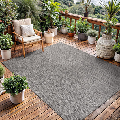 Washable Indoor Outdoor Rug 5x7 Weather Resistant Area Rugs Modern Solid for Porch Deck Balcony Backyard Patio Outside Carpet (5 X 7 Silver Grey)