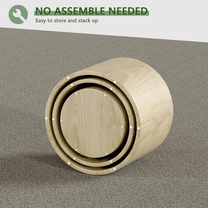 Vikiullf Nesting Coffee Table Set of 3, Round Wooden Coffee Tables, Modern Circle Table for Living Room Side Table End Table, Saving Space Design and No Need Assembly,Natural Wood Grain