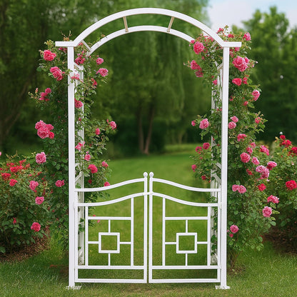 White Aluminum Garden Arbor Arch with Gate