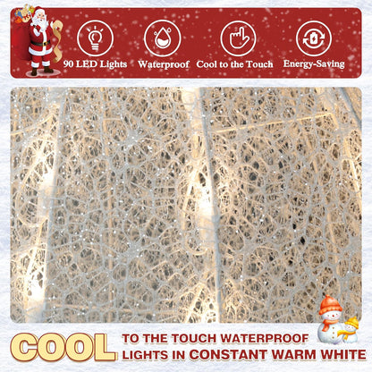 5FT Lighted Snowman with Birds for Christmas Decoration, 3D Pre-Lit Iridescent Snowman Xmas Decor with 90 LED Lights, Glittered Standing Holiday Display for Outdoor, Indoor