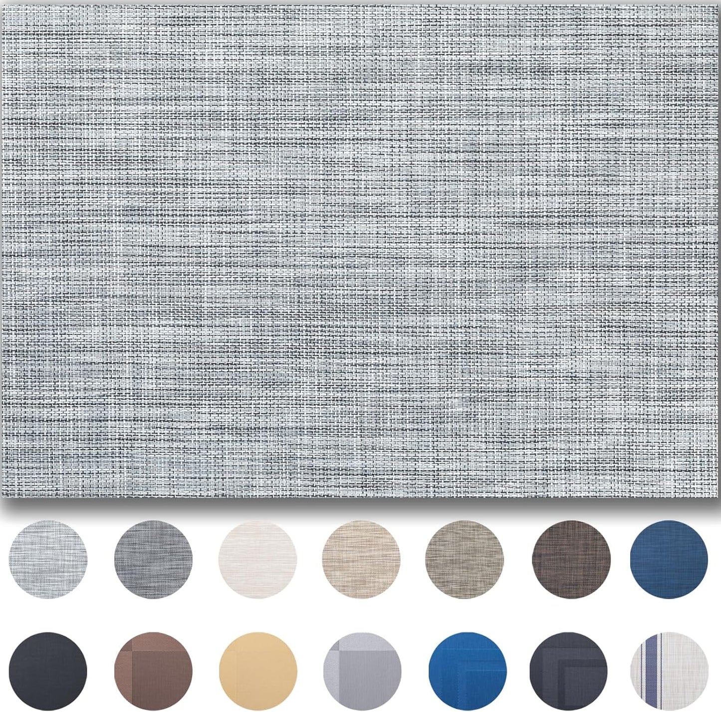 Placemats Set of 8 - Easy Clean Woven Vinyl Placemats for Dining Table, Indoor/Outdoor Place Mats, Washable PVC Table Mats（Gray）