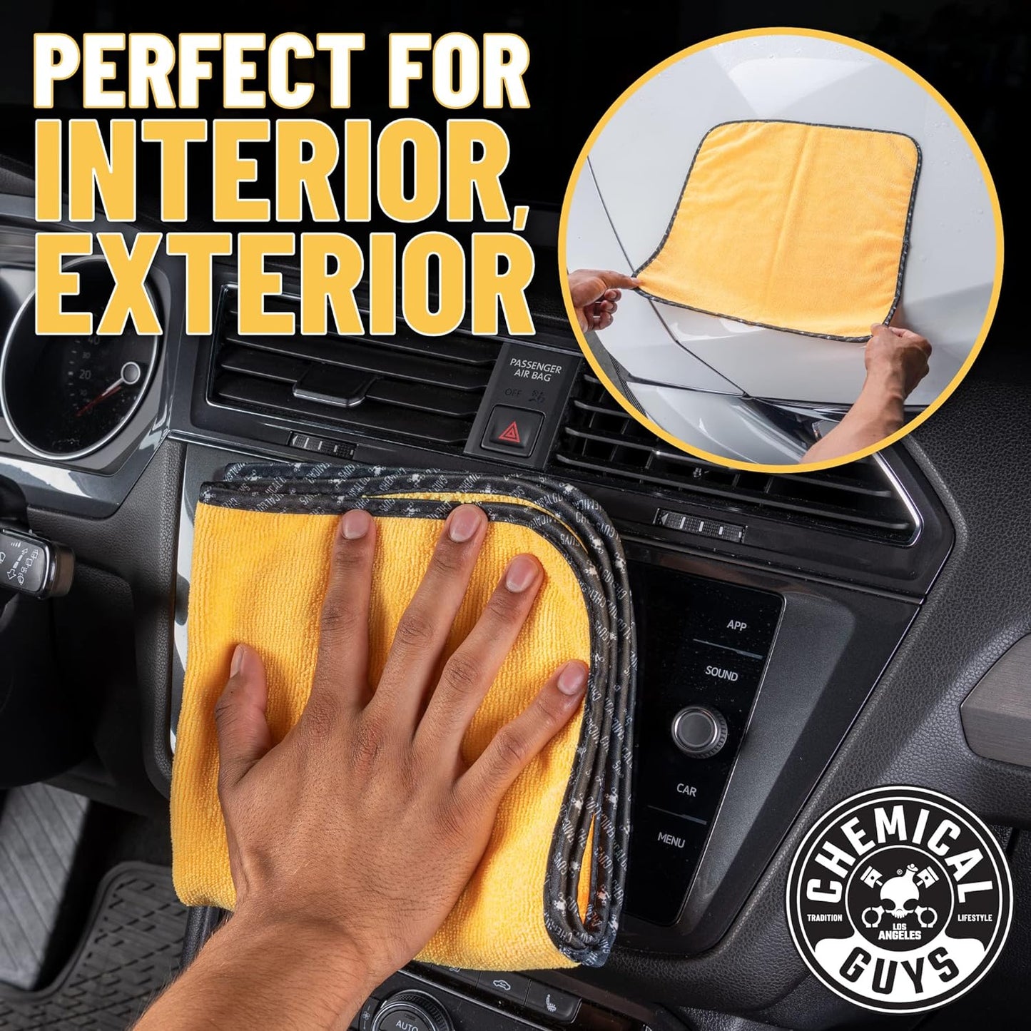 Chemical Guys MIC_506_24 Professional Grade Premium Microfiber Towels, Gold (16 Inch x 16 Inch) (Pack of 24) - Safe for Car Wash, Home Cleaning & Pet Drying Cloths