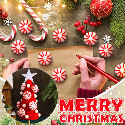 36 Pcs Felt Peppermint Decoration Christmas Wool Peppermints Christmas Arts Crafts Supplies, DIY Garland for Tree Home Vase Filler Decoration(Red)