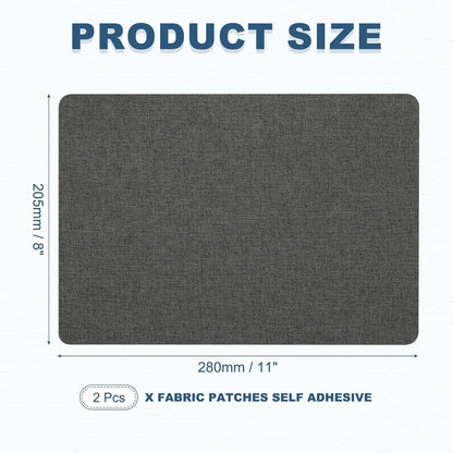 PATIKIL 8x11 Inch Linen Repair Patches, 2Pcs Self-Adhesive Fabric Patch for Sofas Tote Bags Furniture Car Seats Clothes Tents, Gray