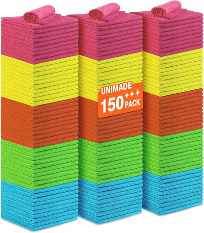 Microfiber Cleaning Cloth, 150PK Reusable Shop Rags Bulk Microfiber Cleansing Cloth Lint Free Cleaning-Towel for Car Kitchen Automotive Bar Mechanic Restaurant Garage,11.5"x11.5",Multicolor