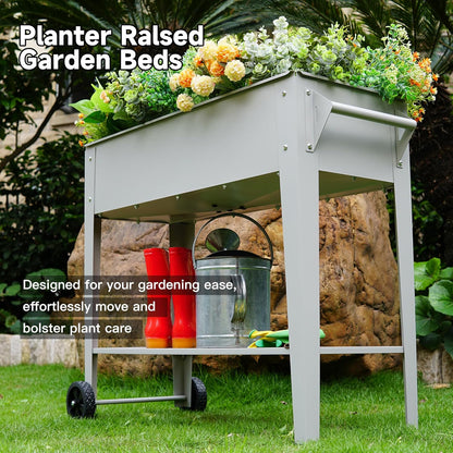 𝐑𝐚𝐢𝐬𝐞𝐝 𝐆𝐚𝐫𝐝𝐞𝐧 𝐁𝐞𝐝 𝐎𝐮𝐭𝐝𝐨𝐨𝐫 Elevate Herb Garden Planter Box Outdoor Raised Planter Box with Legs On Wheels for Vegetables Flower Tomato Patio Backyard