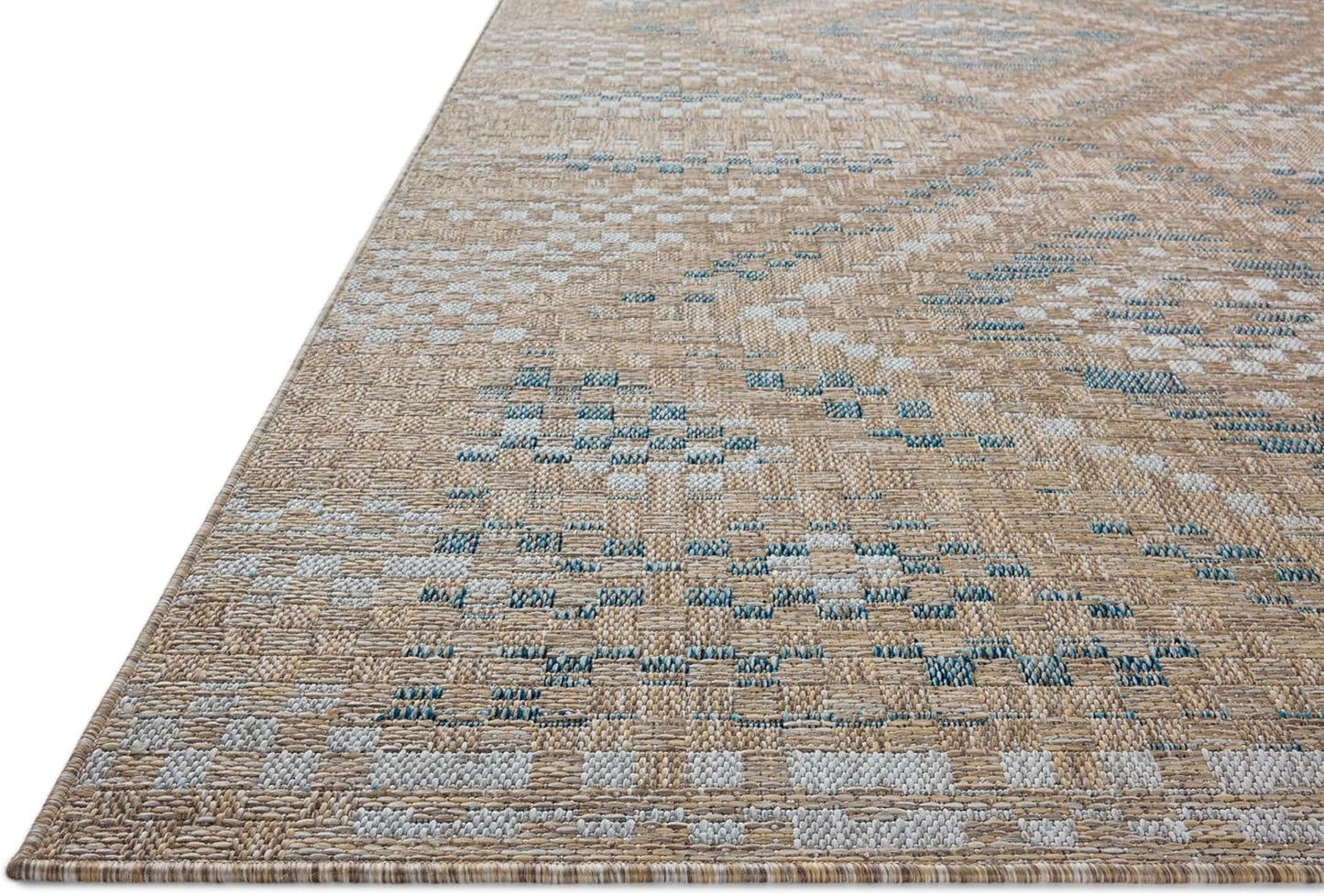 Loloi Amber Lewis Topanga Collection TOP-04 Natural/Aqua 2'-3" x 3'-9" Indoor/Outdoor Area Rug