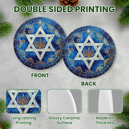 FLAGWIX Hanukkah Gifts for Men Women - Ceramic Christmas Ornaments 2025 for Tree Decorations - Hanukkah Decorations for Home, Spiritual Christmas Tree Ornaments, Jewish Gifts for Mom Sister Friends