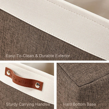 DECOMOMO Storage Baskets for Shelves - Fabric Closet Organizers and Storage Bins, Perfect Baskets for Organizing Closet Toys Nursery (Brown and White, XL - 3 Pack)