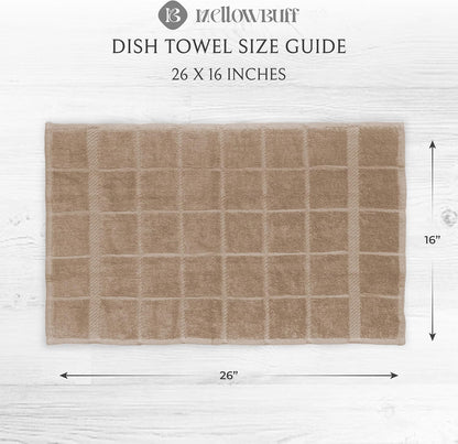 100% Cotton Terry Dish Cloth & Dish Towel, 6 Pack, Super Soft and Absorbent Kitchen Towels, Perfect for Kitchen Cleaning and Dish Washing (TAN (DT and DC Combo))