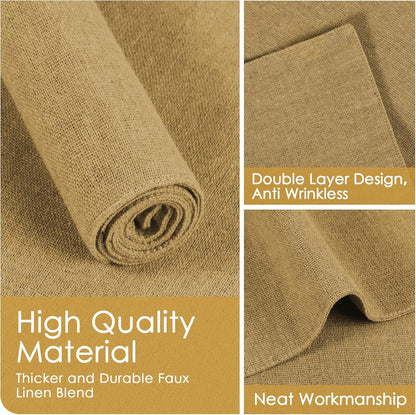 MANSPHIL Khaki Cloth Placemats Set of 4, Washable Thick Faux Linen Place Mats Heat Resistant Double Layer Table Mats for Dining Kitchen Indoor Outdoor Use - 13x19 Inch