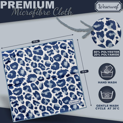 WESERWEF Design Microfiber Glasses Cleaning Cloth – Premium Cleaning Cloth for Eyeglasses, Screens, Tablets, Cameras & Lenses, 12" x 12", Ultra-Soft & Scratch-Free (Leo)