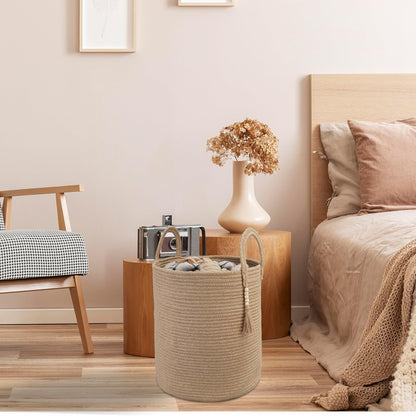 Rope Laundry Basket Laundry Hamper for Clothes Woven Storage Basket for Living Room Bedroom Boho Tall Rope Baskets for Blanket Toys Pillow Towels Baby Nursery Hamper Bin jute