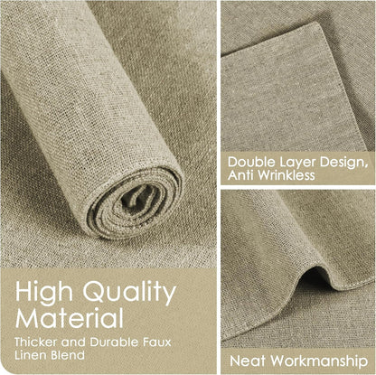 MANSPHIL Cloth Placemats Set of 6, Double Layer Faux Linen Place Mats Heat Resistant Washable Table Mats for Dining Kitchen Indoor Outdoor Use - 13x19 Inch Beige