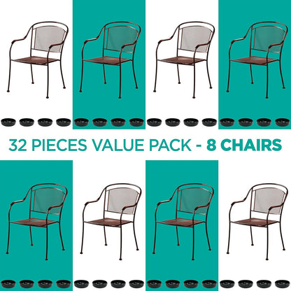 Wrought Iron Patio Furniture Feet Caps (32 Pack, Black) - 1.5" Round Plastic Outdoor Chair Leg Caps, Patio Furniture Replacement Feet