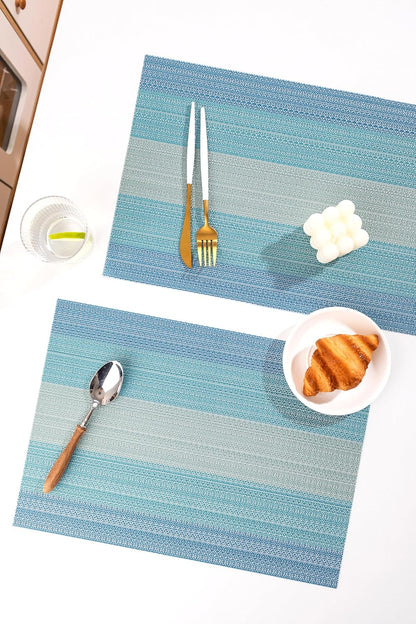 LEXMORE Placemats Set of 4 Vinyl/Plastic Woven Place Mats for Kitchen Table Indoor/Outdoor Washable Placemat Wipeable Dining Table Mats(Ocean Geode)