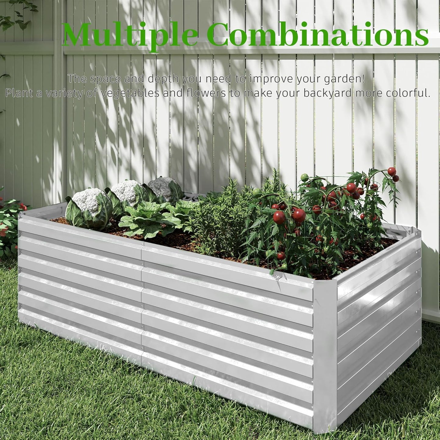 8x4x2 ft Raised Garden Bed, Large Metal Planter Raised Beds, Planters for Outdoor Plants for Vegetables, Flowers, Herbs, Fruits, and Succulents.