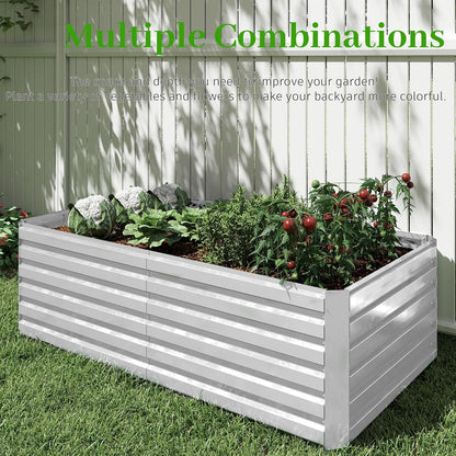8x4x2 ft Outdoor Raised Garden Bed, Large Metal Planter Raised Beds, Planters for Outdoor Plants for Vegetables, Flowers, Herbs, Fruits, and Succulents.(4 Pcs)