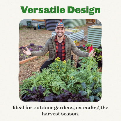 Epic Gardening 5-in-1 Modular Galvanized Raised Garden Bed Kit, 15" Tall Metal Planter Box, Durable Aluzinc Steel Raised Garden Bed Outdoor for Vegetables, Herbs, Flowers & Fruits - Round - Light Clay