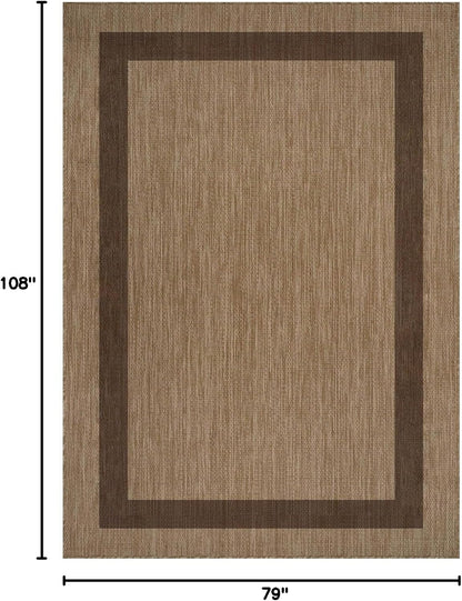 CAMILSON Outdoor Rug 6x9 - Modern Outside Rugs for Patios Porches Waterproof Durable Washable Non-Shedding, Easy-to-Clean Indoor Outdoor Area Carpet (6 x 9, Bordered - Jute)