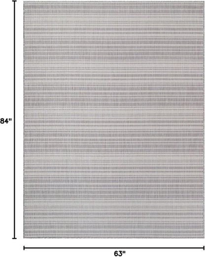 Stripe Outdoor Rug 5x7 Washable Outside Carpet for Indoor Patio Porch Waterproof Easy Cleaning Non Shedding Area Rugs Gray 5 x 7