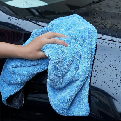 Greenfound Microfiber Towel for Cars, 1000GSM Car Drying Towel, Double Twist Pile & Edgeless Design, No Streaks, Scratches, or Water Spots, Soft and Absorbent, 18"×24", Blue&Grey