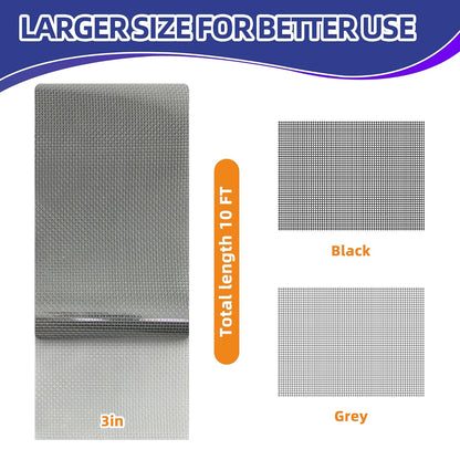 KING MOUNTAIN Grey Window Screen Repair Tape,3inX10FT Heavy Duty Screen Repair Kit for Window Screen and Screen Door,Strong Adhesive & Waterproof Window Screen Patch
