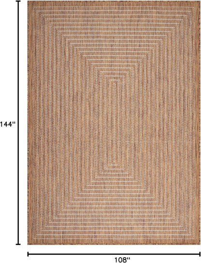 Adiva Rugs Outdoor Indoor Area Rug, Weather Resistant, Easy to Clean, Stain Resistant Floor Mat for Dining Room, Backyard, Deck, Patio (Wooden, 9' x 12')