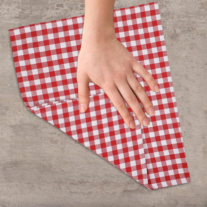 Kitchen Towels Set of 6 Soft Premium Cotton Highly Absorbent Dish Towels 18x28 Inches, Washable & Reusable Tea Towel, Quick Drying Dish Cloths with Hanging Loop - Red/White, Checks
