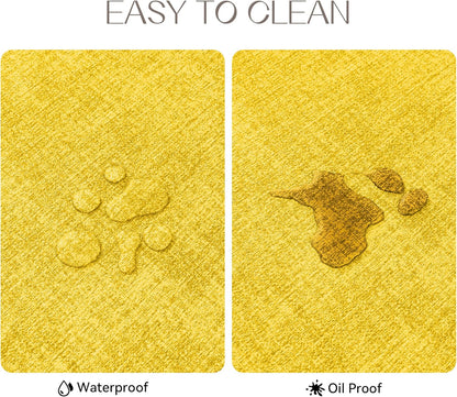 Romanstile Vinyl Placemats Set of 6-12 X 18 Inch - Heat Resistant Place Mats 100% Waterproof Oilproof Wipeable Reversible Faux Leather Table Mats for Kitchen/Dining/Party/Outdoor, Yellow