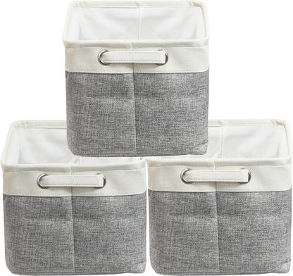 SIMPLE HOUSEWARE Large Fabric Storage Bin, 14.4" x 10" with Handles, 3-Pack, Foldable Organizer for Closet and Shelf, Gray