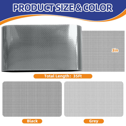 KING MOUNTAIN Black Window Screen Repair Tape,3inX35FT Heavy Duty Screen Repair Kit for Window Screen and Screen Door Tears Holes,Strong Adhesive & Waterproof Window Screen Patch, Weather Resistant