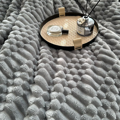 UKELER Off White Sherpa Throw Blankets 60 × 80 inch, 470 GSM Striped Sherpa Fleece Blanket for All Season, Warm and Cozy Blanket for Couch Sofa Bed Office Camping