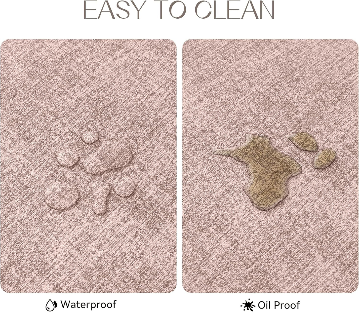 Romanstile Vinyl Placemats Set of 8-12 X 18 Inch - Heat Resistant Place Mats 100% Waterproof Oilproof Wipeable Reversible Faux Leather Table Mats for Kitchen/Dining/Party/Outdoor, Pink