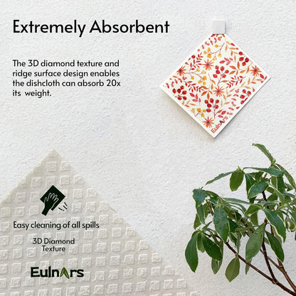 Swedish Dishcloths for Kitchen, 8 Pack Watercolor Reusable Paper Towels with Clips, Non-Scratch Swedish Kitchen Towels, Super Absorbent Cellulose Sponge Cloths, Dishwasher Safe, No Odor