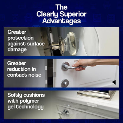 12-Pack Clearly Superior Gel Bumpers. Small Rectangle 1.5" x .5" Protects Surfaces & Quiets Contact. Use on Furniture, Doors, Cabinets, Walls & Appliances. Self Adhesive, Just Press to Apply