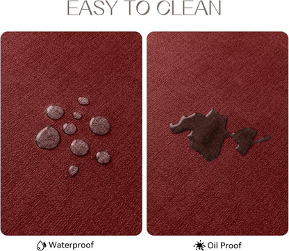 Romanstile Vinyl Placemats Set of 4-12 X 18 Inch - Heat Resistant Place Mats 100% Waterproof Oilproof Wipeable Reversible Faux Leather Table Mats for Kitchen/Dining/Party/Outdoor, Red