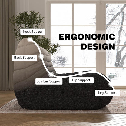 Bean Bag Chair, Loveseat Fireside Chair Bean Bag Sofa Large Bean Bag Chair for Adults, 2 Seater Bean Bag Chairs for Teens with High Density Comfortable Foam, Bean Bag for Living Room (Black&White)