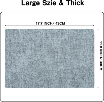 Chrysameld Vinyl Placemats Set of 4 - Faux Leather 100% Waterproof Oil-Proof Wipeable PU Place Mats, Heat Resistant Anti Slip Reversible Table Mats for Indoor & Outdoor Use,(17×12Inch, Sky Blue)