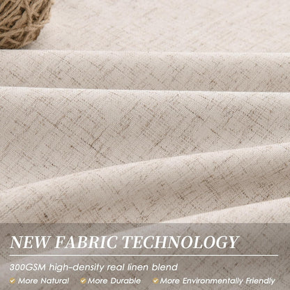 BOODII Oatmeal Thermal Insulated Black Out Curtains 90 Inches Long for Bedroom Back Tab Full Blackout Linen Curtains Heat Blocking Energy Saving Room Darkening Curtain Nursery Drapes Warm Taupe