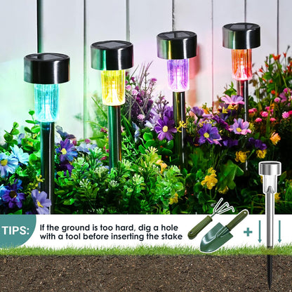 GIGALUMI Solar Lights Outdoor Waterproof, 20 Pack, Stainless Steel LED Solar Garden Lights for Patio, Lawn, Yard and Landscape, Garden Decor Patio Decor,Multicolor