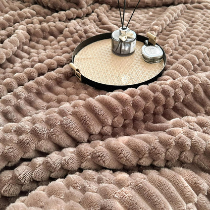 UKELER Sherpa Throw Blanket 60 × 80 inch, 470 GSM Striped Sherpa Fleece Blankets for All Season, Warm and Cozy Blanket for Couch Sofa Bed Office Camping, Green