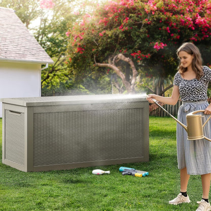 YITAHOME 260 Gallon XXL Large Deck Box, Outdoor Resin Storage Box, Lockable Storage Container for Patio Cushions, Furniture, Garden Tools, Water Resistant (Brown)