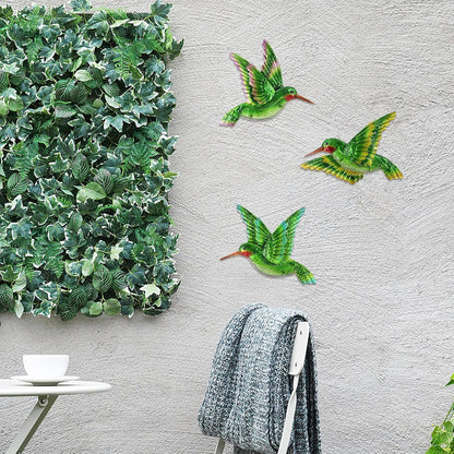 J-Fly Glass Hummingbird Wall Art Outdoor Hummingbird Decor Metal Fence Decorative Hummingbird Hanging Bedroom Garden Patio Porch Fence of Decor 10 Inch