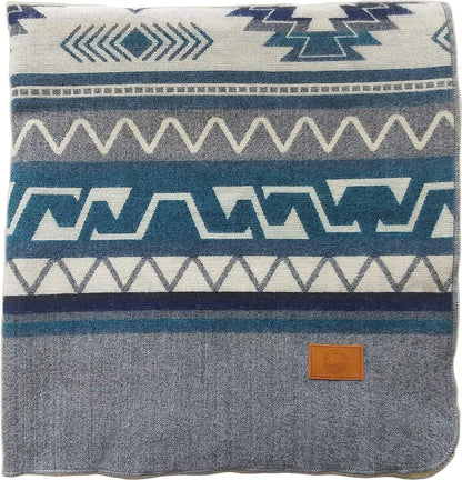 Off the Grid Inca Aztec Throw Blanket | Southwest Indian Navajo Boho Style | Native Woven Western Cover for Camping, Bedding, Couch (King, Condor Gray)