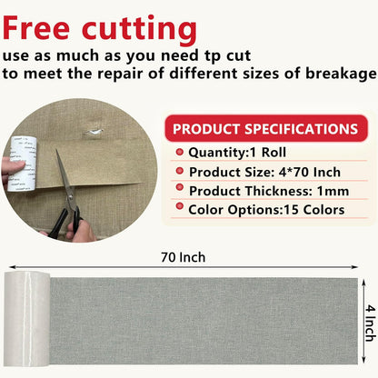 Linen Repair Tape 4x70 Inch Self-Adhesive Couch Patch Repair Fabric Patch for Furniture,Sofas,Cushion,Chairs,Bags,Linen Goods(Light Grey)