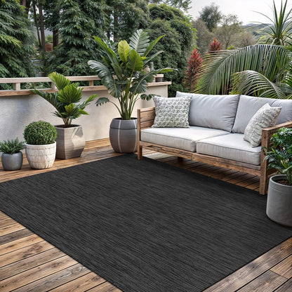 Washable Indoor Outdoor Rug 6x9 Weather Resistant Area Rugs Modern Solid for Porch Deck Balcony Backyard Patio Outside Carpet (6 X 9 Dark Grey)